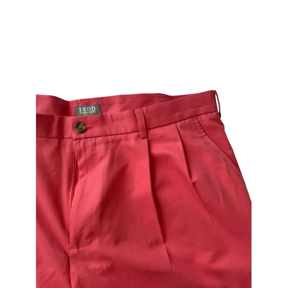 Vintage 90s Mens 38 Pleated Front Salmon Prep Old Money Golf Short Izod Pink
